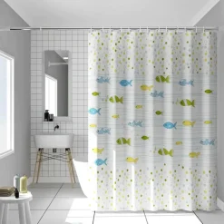 PEVA Shower Curtains, Water Resistant Bath Curtain for Bathroom Shower and Tub with Hooks Extra Long 240cm