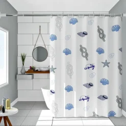 PEVA Shower Curtains, Water Resistant Bath Curtain for Bathroom Shower and Tub with Hooks Extra Long 240cm