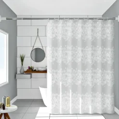 PEVA Shower Curtains, Water Resistant Bath Curtain for Bathroom Shower and Tub with Hooks Extra Long 240cm