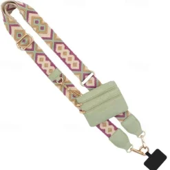 Phone Strap with Zippered Pouch Adjustable Nylon Canvas Crossbody Lanyard Detachable Wristlet & Innovative Hanging Phone Card