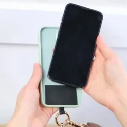 Phone Strap with Zippered Pouch Adjustable Nylon Canvas Crossbody Lanyard Detachable Wristlet & Innovative Hanging Phone Card