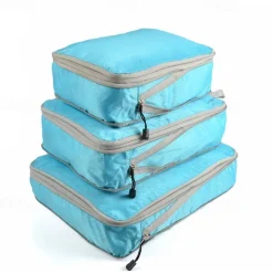 3-Piece Compression Packing Cubes Set for Travel Luggage Storage and Organizer, Large Capacity Expanding Storage Bags for Outdoor Travel & Home Use