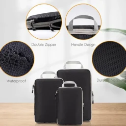 3-Piece Compression Packing Cubes Set for Travel Luggage Storage and Organizer, Large Capacity Expanding Storage Bags for Outdoor Travel & Home Use