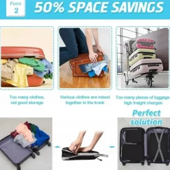 3-Piece Compression Packing Cubes Set for Travel Luggage Storage and Organizer, Large Capacity Expanding Storage Bags for Outdoor Travel & Home Use