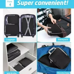 3-Piece Compression Packing Cubes Set for Travel Luggage Storage and Organizer, Large Capacity Expanding Storage Bags for Outdoor Travel & Home Use