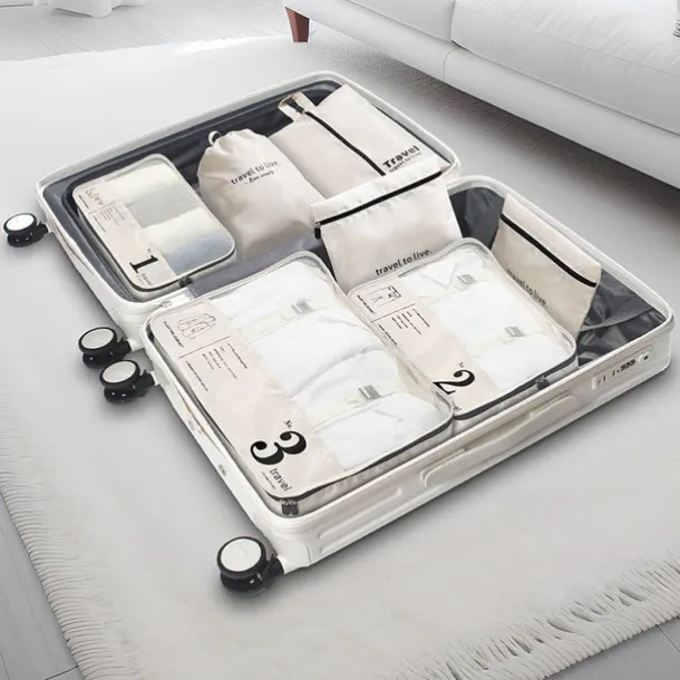 7-Piece Compression Packing Cubes Set for Travel, Luggage Organizer, Clothes, Underwear, and Shoes Storage Bags, Portable Sorting and Organizing Travel Accessories