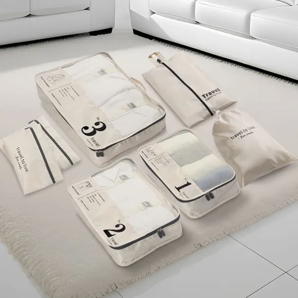 7-Piece Compression Packing Cubes Set for Travel, Luggage Organizer, Clothes, Underwear, and Shoes Storage Bags, Portable Sorting and Organizing Travel Accessories