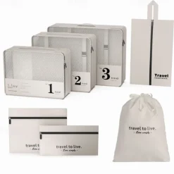 7-Piece Compression Packing Cubes Set for Travel, Luggage Organizer, Clothes, Underwear, and Shoes Storage Bags, Portable Sorting and Organizing Travel Accessories