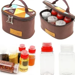 6-Piece Set Travel Spice Kit Spice Containers for Camping Portable Spice Kit Camping Salt Pepper Shakers Camping Spice Containers Seasoning Storage with Bag for Home Kitchen Camping BBQ Traveling