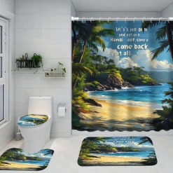 4-Piece Shower Curtain Set,180cm*180cm(70