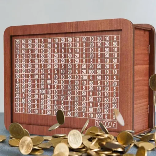 Piggy Bank for Adults Kids, Wooden Coin Bank for Boys and Girls, Adults Money Box with Counter for Savings Goal $10000 Best Gift for Friends (Deep Brown, 10000 Dollar)