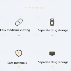 Pill Cutter, Pill Splitter Pill Cutter for Small or Large Pills, Cuts Vitamins Tablets, Portable Pretty Pill Crusher for Purse Pocket Blue