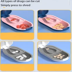 Pill Cutter, Pill Splitter Pill Cutter for Small or Large Pills, Cuts Vitamins Tablets, Portable Pretty Pill Crusher for Purse Pocket Blue