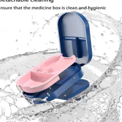 Pill Cutter, Pill Splitter Pill Cutter for Small or Large Pills, Cuts Vitamins Tablets, Portable Pretty Pill Crusher for Purse Pocket Blue