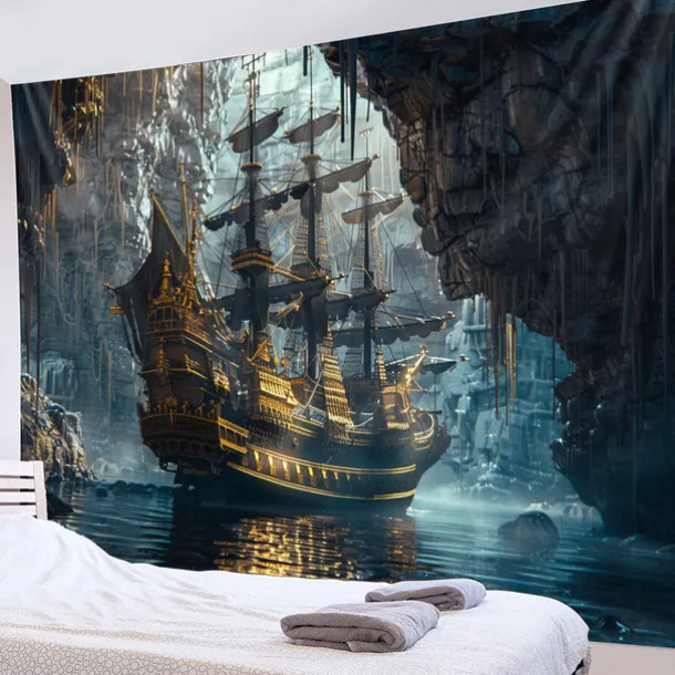 Pirate Ship Hanging Tapestry Wall Art Large Tapestry Mural Decor Photograph Backdrop Blanket Curtain Home Bedroom Living Room Decoration