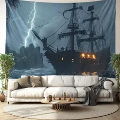 Pirate Ship Hanging Tapestry Wall Art Large Tapestry Mural Decor Photograph Backdrop Blanket Curtain Home Bedroom Living Room Decoration