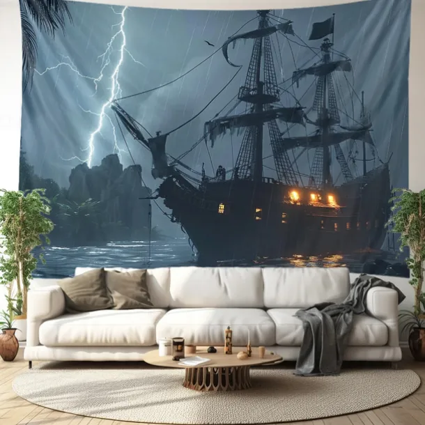 Pirate Ship Hanging Tapestry Wall Art Large Tapestry Mural Decor Photograph Backdrop Blanket Curtain Home Bedroom Living Room Decoration