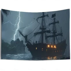 Pirate Ship Hanging Tapestry Wall Art Large Tapestry Mural Decor Photograph Backdrop Blanket Curtain Home Bedroom Living Room Decoration