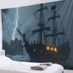 Pirate Ship Hanging Tapestry Wall Art Large Tapestry Mural Decor Photograph Backdrop Blanket Curtain Home Bedroom Living Room Decoration