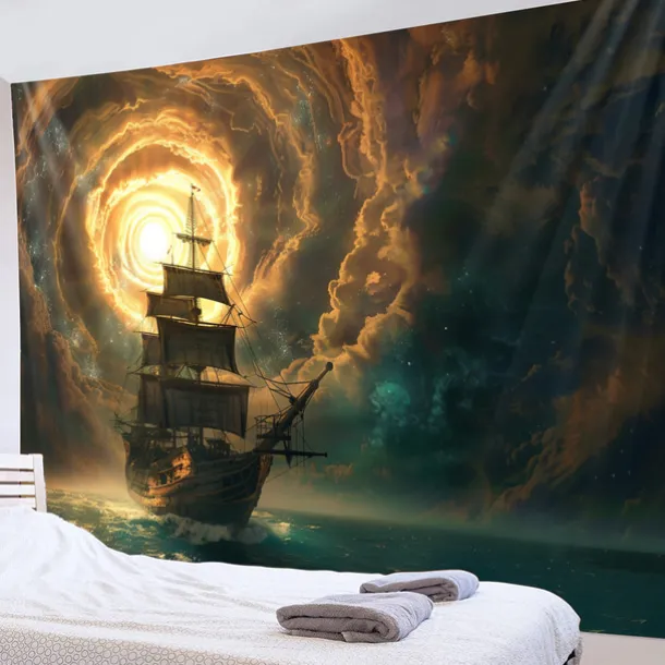 Pirate Ship Hanging Tapestry Wall Art Large Tapestry Mural Decor Photograph Backdrop Blanket Curtain Home Bedroom Living Room Decoration