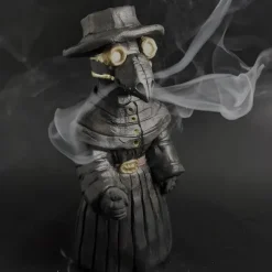 Plague Doctor Cone Incense Burner Halloween Intricately Designed Resin Holder for Incense Cones - Historical Decor with Smoking Beak and Mouth - Black, 80g