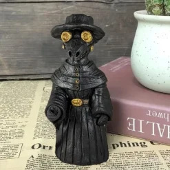 Plague Doctor Cone Incense Burner Halloween Intricately Designed Resin Holder for Incense Cones - Historical Decor with Smoking Beak and Mouth - Black, 80g