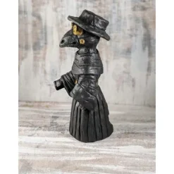 Plague Doctor Cone Incense Burner Halloween Intricately Designed Resin Holder for Incense Cones - Historical Decor with Smoking Beak and Mouth - Black, 80g