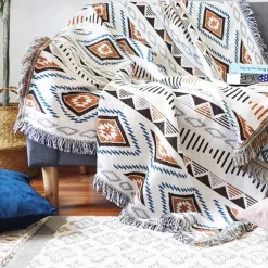 Plaid Blankets Knitted Sofa Cover Full Blanket Striped Room Bedside Blanket for Home Rugs Camping Picnic Blanket Boho Decorative