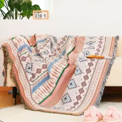 Plaid Blankets Knitted Sofa Cover Full Blanket Striped Room Bedside Blanket for Home Rugs Camping Picnic Blanket Boho Decorative