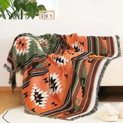 Plaid Blankets Knitted Sofa Cover Full Blanket Striped Room Bedside Blanket for Home Rugs Camping Picnic Blanket Boho Decorative