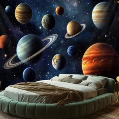 Planet Universe Hanging Tapestry Wall Art Large Tapestry Mural Decor Photograph Backdrop Blanket Curtain Home Bedroom Living Room Decoration