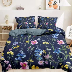 Plant Flowers Duvet Cover Bed Set 2-piece Set 3-piece Set Lightweight Soft Short Plush Thickened Felt Square Bed Set