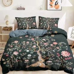 Plants Trees Fowers Floral Duvet Cover Set 2-piece Set 3-piece Set Lightweight Soft Short Plush Set Thickened Felt Square Bed