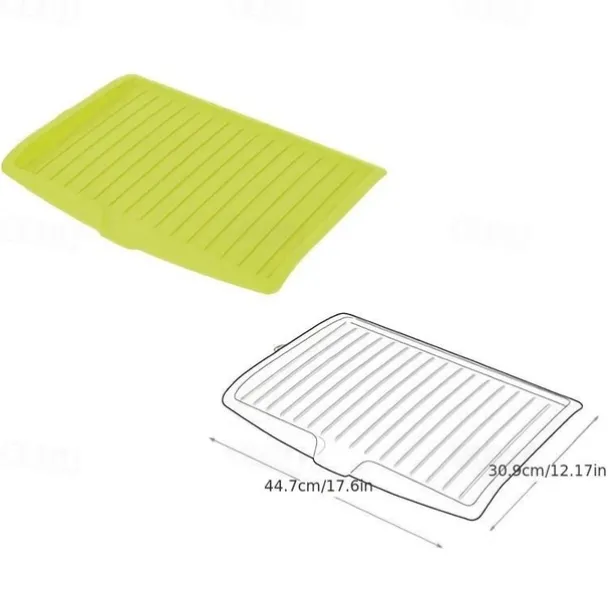 Plastic Dish Drainer Board, Large White Draining Tray with Side Drop Slope Diversion, Water Drain Board Drying Plate Dish Strainer Mat with Non-Slip Base for Bowl Cup Kitchenware