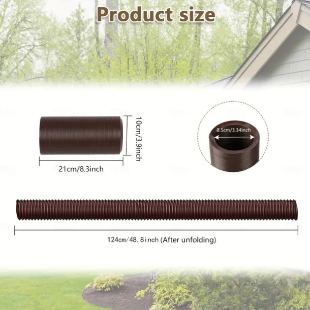 Plastic Downspout Extension - Durable and Flexible Rainwater Drainage Solution with Round Connector for Seamless Piping System Extension, 1pc/2pcs Piece for Home and Garden Use