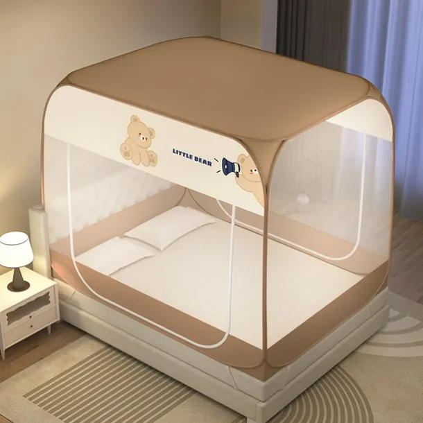 Plus Size Mosquito Net Dustproof Roof Double Door Free Installation Mosquito Net for Bed Safe Mosquito Prevention Mosquito Net for Children's Room