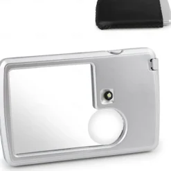 Pocket Magnifying Glass 3X & 6X LED Lighted Magnifier Slide Out Magnifying Glass Handheld Reading Magnifier Square Magnifiers Loupe for Jewelry Stamps Watches Crafts Textile
