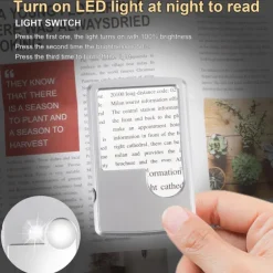 Pocket Magnifying Glass 3X & 6X LED Lighted Magnifier Slide Out Magnifying Glass Handheld Reading Magnifier Square Magnifiers Loupe for Jewelry Stamps Watches Crafts Textile