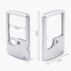 Pocket Magnifying Glass 3X & 6X LED Lighted Magnifier Slide Out Magnifying Glass Handheld Reading Magnifier Square Magnifiers Loupe for Jewelry Stamps Watches Crafts Textile