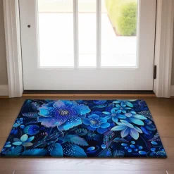 Pointillism Flowers Doormat Floor Mats Washable Rugs Kitchen Mat Non-Slip Oil Proof Rug Indoor Outdoor Mat Bedroom Decor Bathroom Mat Entrance Rug