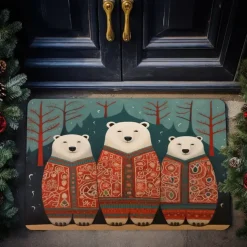 Polar Bear Doormat Floor Mats Washable Rugs Kitchen Mat Scandinavian Folk Art Non-Slip Oil Proof Rug Indoor Outdoor Mat Bedroom Decor Bathroom Mat Entrance Rug