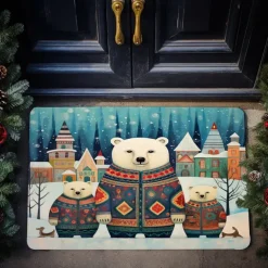 Polar Bear Doormat Floor Mats Washable Rugs Kitchen Mat Scandinavian Folk Art Non-Slip Oil Proof Rug Indoor Outdoor Mat Bedroom Decor Bathroom Mat Entrance Rug