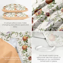 Pomegranate Fruit Duvet Cover Set Cotton Tropical Plants Pattern Set Soft 3-Piece Luxury Bedding Set Home Decor Gift Twin Full King Queen Size Duvet Cover