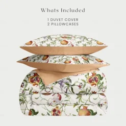 Pomegranate Fruit Duvet Cover Set Cotton Tropical Plants Pattern Set Soft 3-Piece Luxury Bedding Set Home Decor Gift Twin Full King Queen Size Duvet Cover