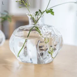 Pomegranate Shaped Glass Vase, Modern Creative Decorative Vase for Living Room, Study, Dining Room, and Wedding Party Decor