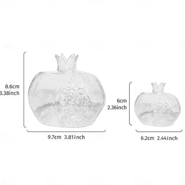 Pomegranate Shaped Glass Vase, Modern Creative Decorative Vase for Living Room, Study, Dining Room, and Wedding Party Decor