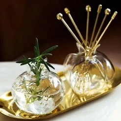 Pomegranate Shaped Glass Vase, Modern Creative Decorative Vase for Living Room, Study, Dining Room, and Wedding Party Decor