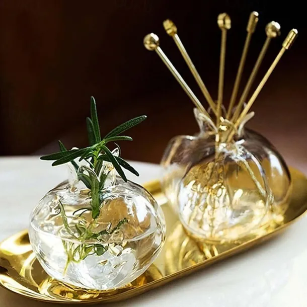 Pomegranate Shaped Glass Vase, Modern Creative Decorative Vase for Living Room, Study, Dining Room, and Wedding Party Decor