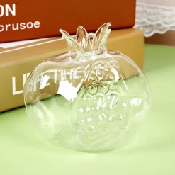 Pomegranate Shaped Glass Vase, Modern Creative Decorative Vase for Living Room, Study, Dining Room, and Wedding Party Decor
