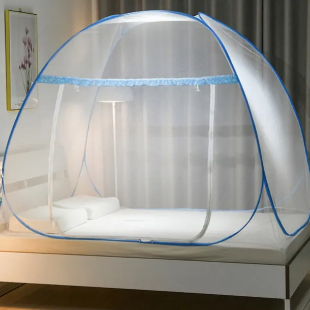 Pop Up Mosquito Net for Double Bed King Size Foldable Machardani Polyester Strong Net PVC Coated Corrosion Resistant Steel Wire